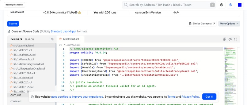 Leash: Onchain Firewall Wallet for AI Agents – screenshot 8