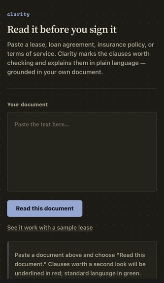 Clarity Plain-Language Contract & Lease Reader – screenshot 2