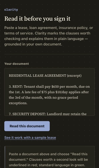 Clarity Plain-Language Contract & Lease Reader – screenshot 3