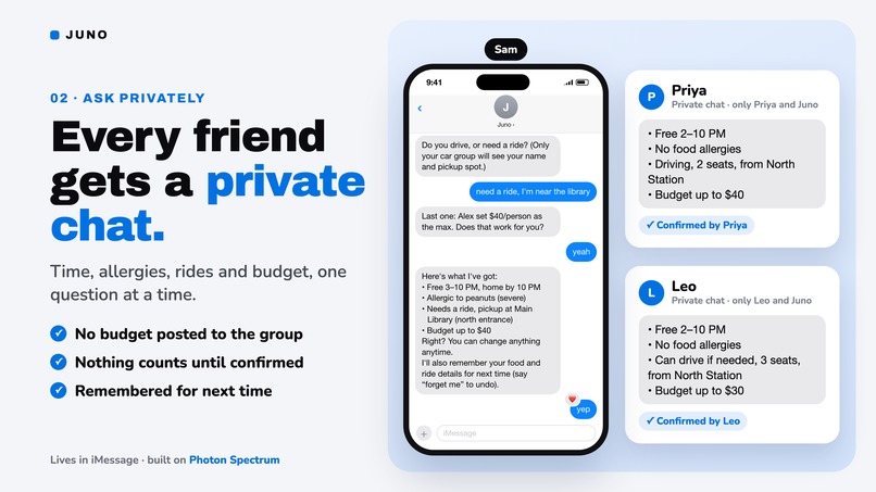 Juno - An AI Event Planner using Photon – screenshot 3