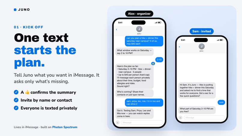 Juno - An AI Event Planner using Photon – screenshot 2