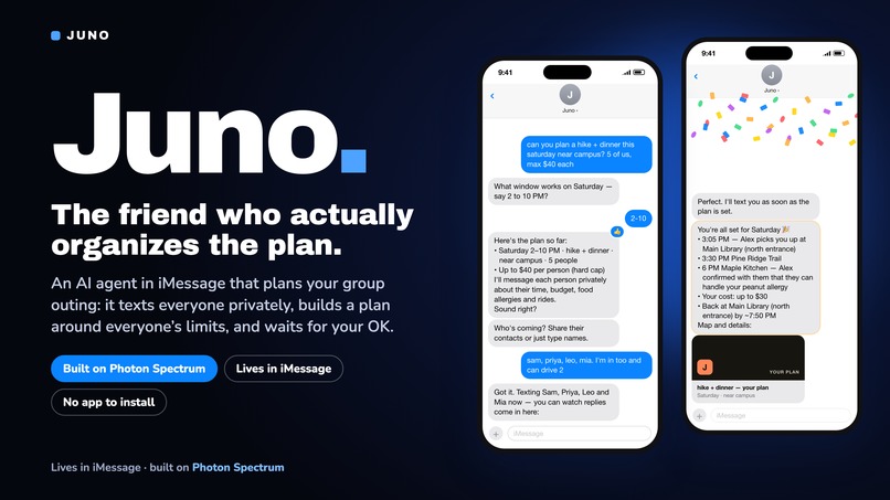 Juno - An AI Event Planner using Photon – screenshot 1