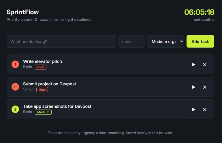 SprintFlow – screenshot 2