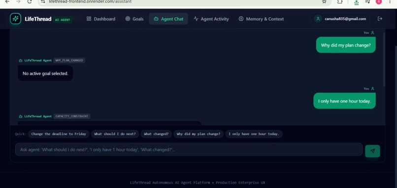 LifeThread — Persistent AI Goal Agent – screenshot 1