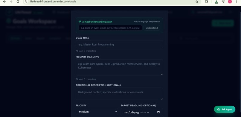 LifeThread — Persistent AI Goal Agent – screenshot 2