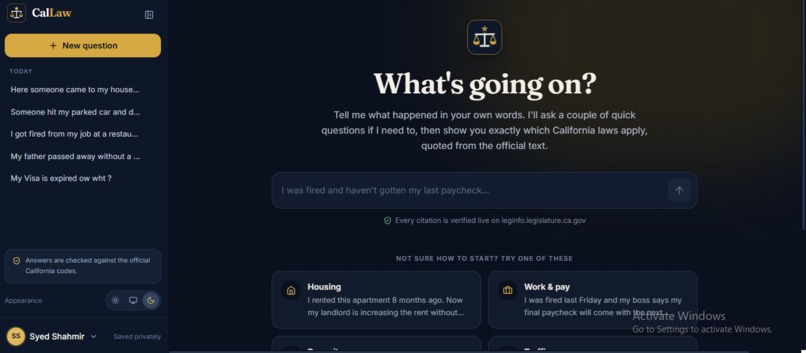 CalLaw – screenshot 2