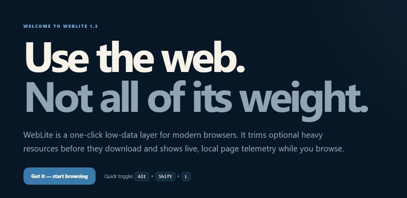 WebLITE – screenshot 1