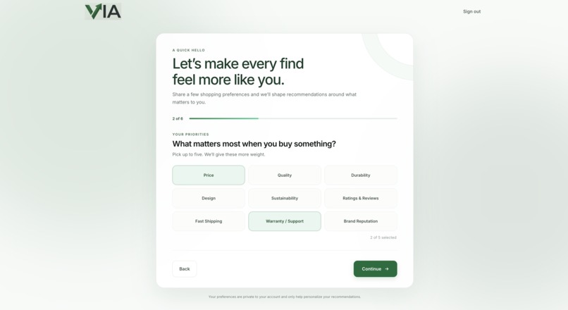 VIA – screenshot 1