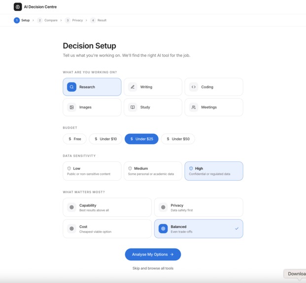 AI Decision Centre – screenshot 2