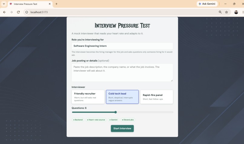 Presage x AI Interview Pressure Test – screenshot 1