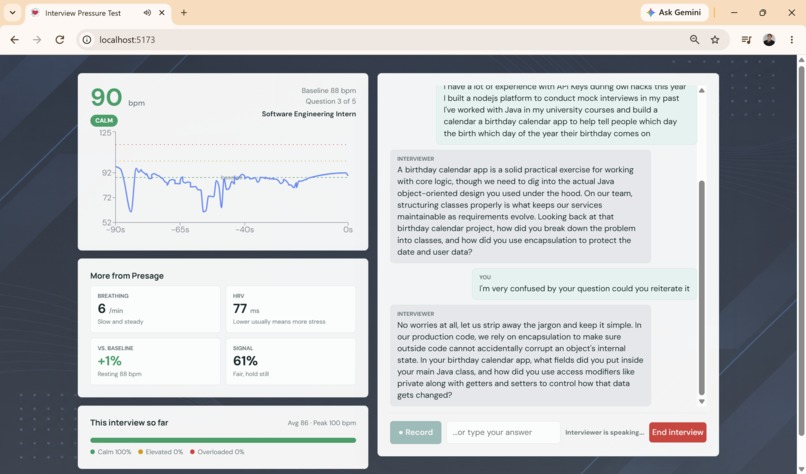 Presage x AI Interview Pressure Test – screenshot 3