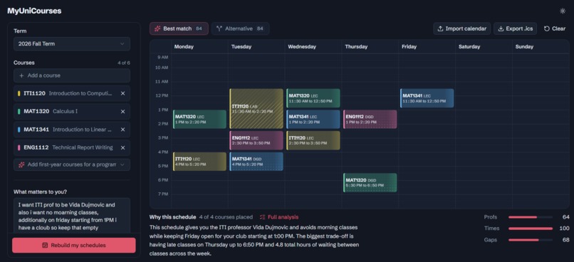 myUni.courses – screenshot 2