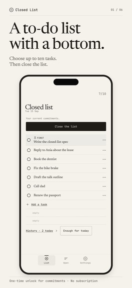 Closed List – screenshot 1
