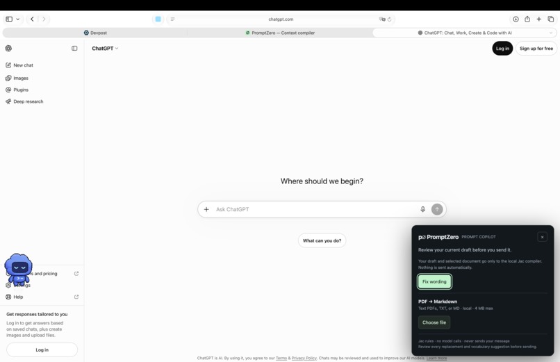 PromptZero – screenshot 2