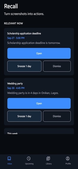 Recall – screenshot 2