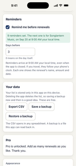 Local Subscriptions – screenshot 3