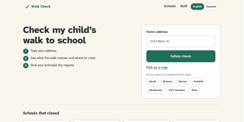 WalkCheck - Where to Cross After Houston's School Closures – screenshot 2