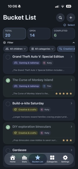 Kids Bucket List – screenshot 2