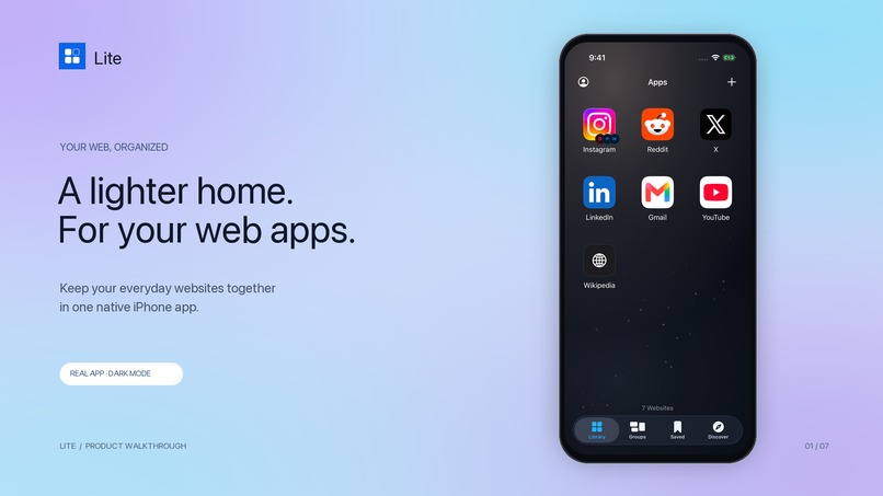 Lite — A lighter home for your web apps – screenshot 1