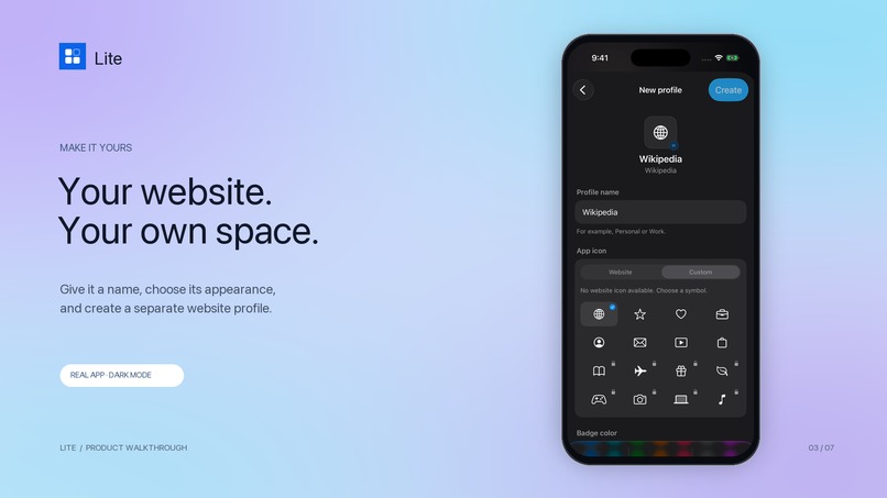 Lite — A lighter home for your web apps – screenshot 3