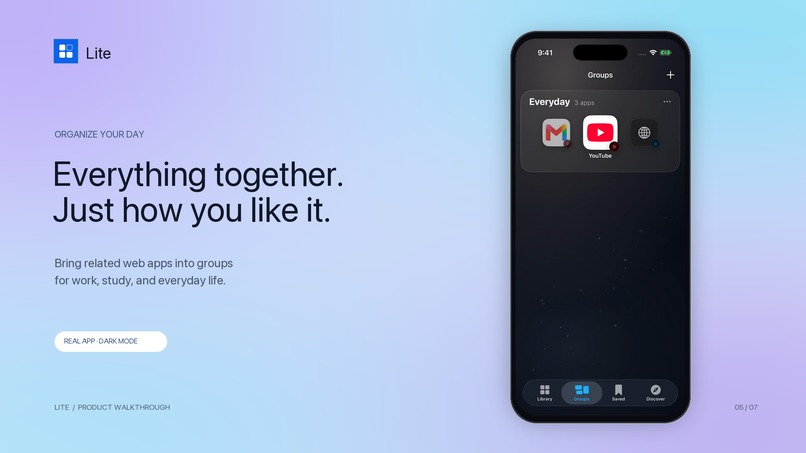 Lite — A lighter home for your web apps – screenshot 5