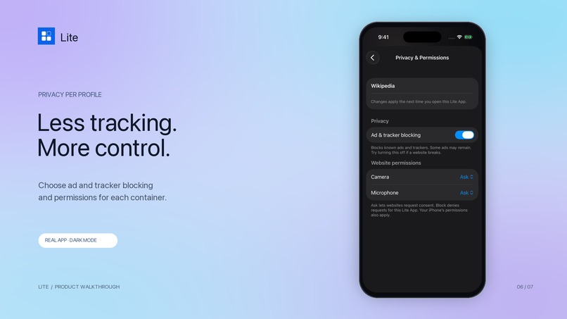 Lite — A lighter home for your web apps – screenshot 6