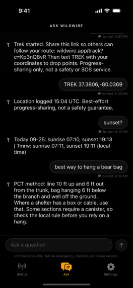 WildWire: AI by SMS – screenshot 6