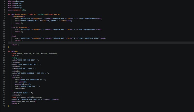Expenditure counter  – screenshot 1