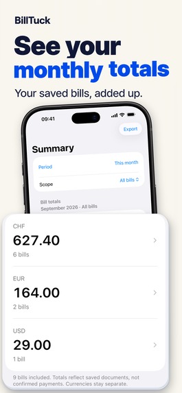 BillTuck> Bill Organizer App – screenshot 1