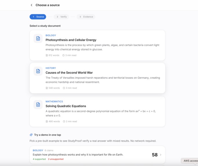 StudyProof — AI Study Answer Verification – screenshot 2