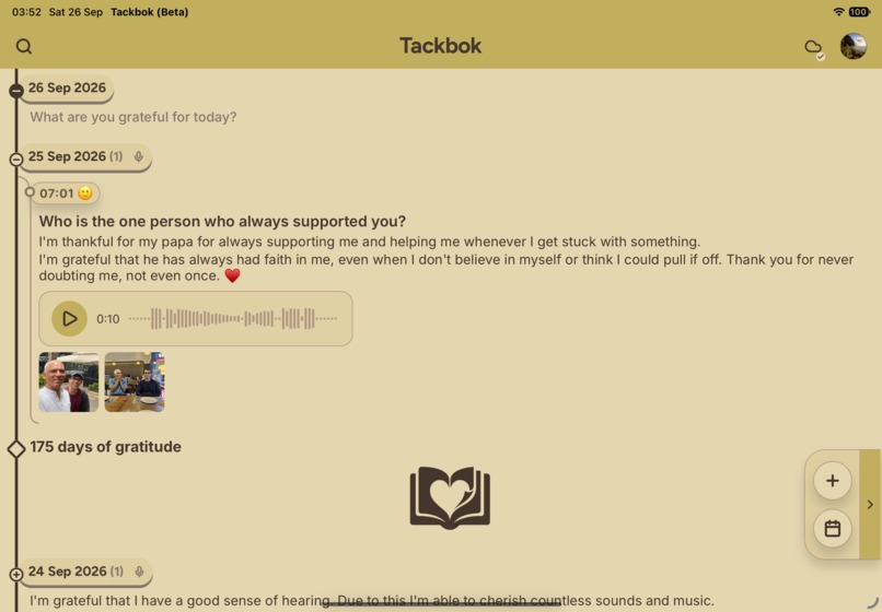 Tackbok - Gratitude Journal – screenshot 2