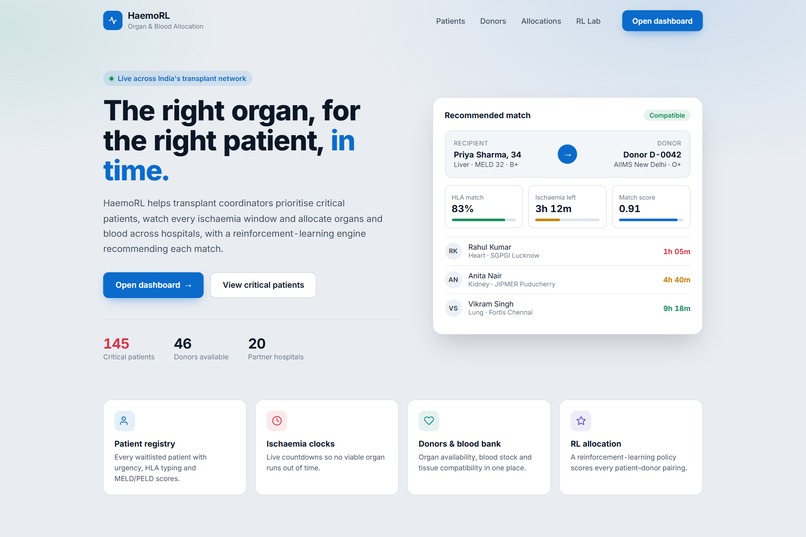 HaemoRL — Smart Organ Allocation for India – screenshot 8
