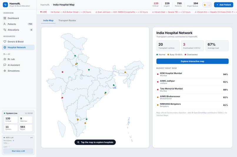 HaemoRL — Smart Organ Allocation for India – screenshot 10