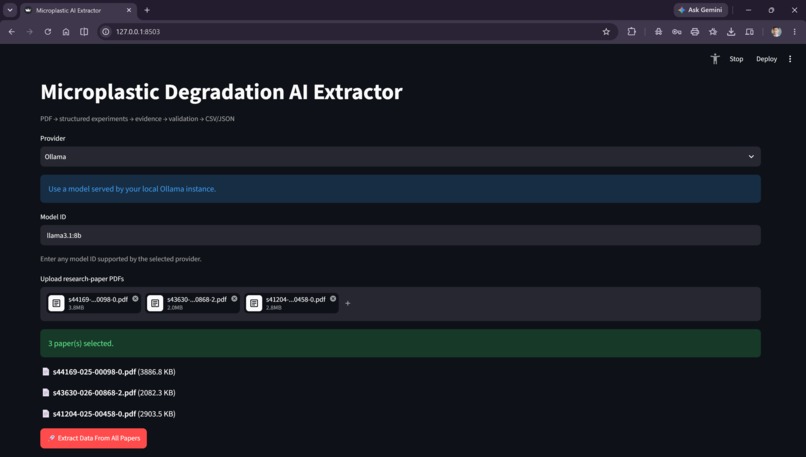 Microplastic Degradation Data Extractor AI – screenshot 1