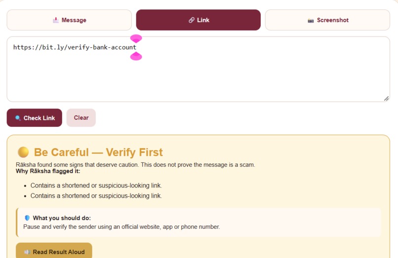 RĀKSHA-AI for Elderly Scam Protection – screenshot 2