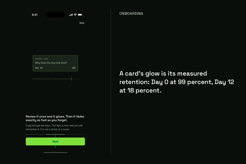 Phosphor: flashcards that fade like memory – screenshot 3