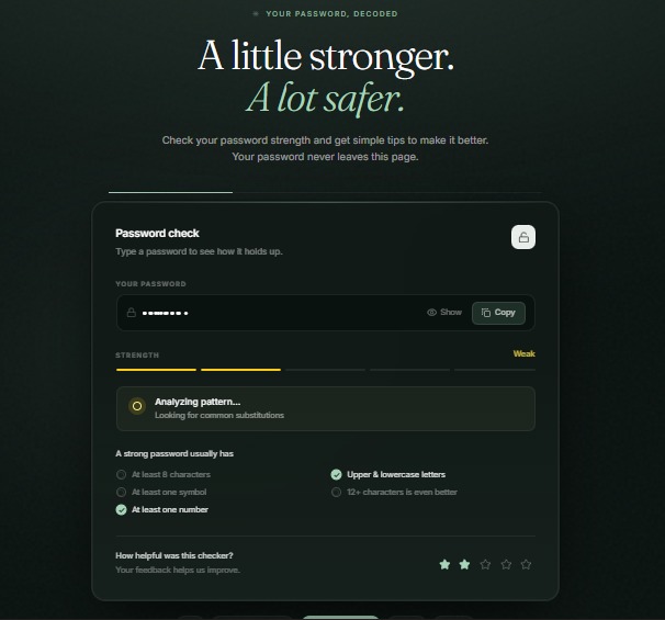 Password Checker and strengthener App – screenshot 1