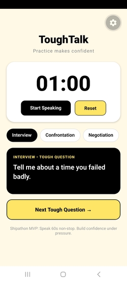 ToughTalk - 60s Pressure Speaking Trainer – screenshot 1