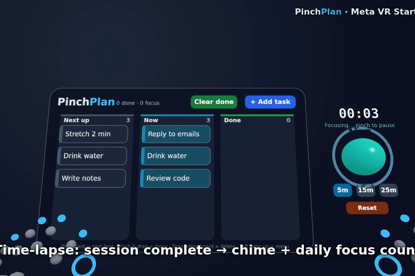 PinchPlan: Hands-First Spatial Focus Desk – screenshot 2