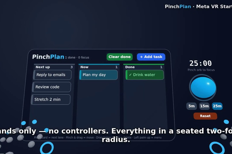 PinchPlan: Hands-First Spatial Focus Desk – screenshot 4