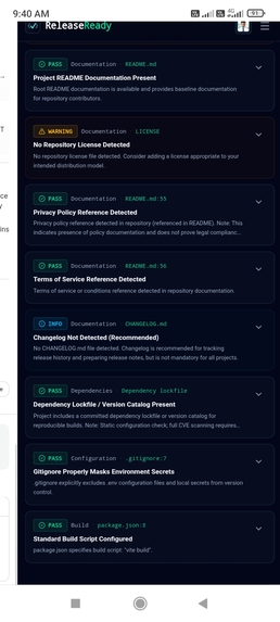 Releaseready – screenshot 1