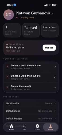 Planout: Evening Planner – screenshot 9