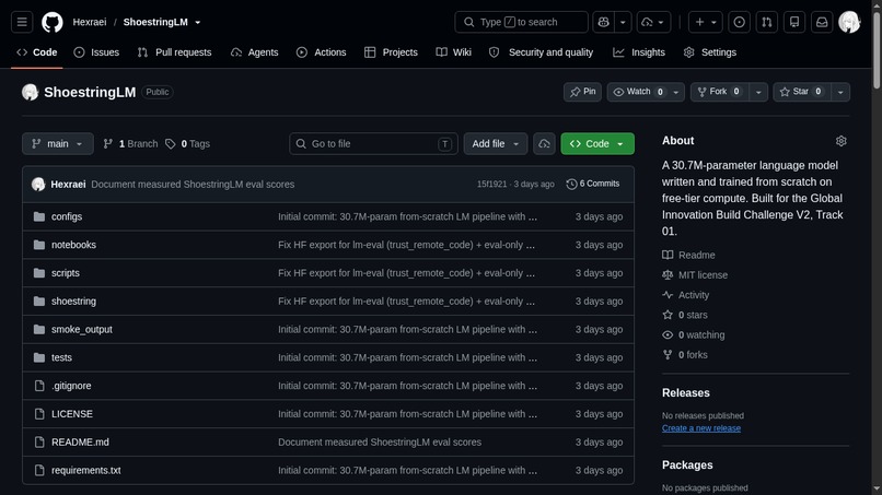 ShoestringLM – screenshot 2