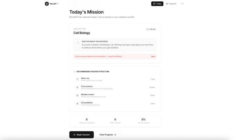 RecallOS — Adaptive AI Study System – screenshot 3