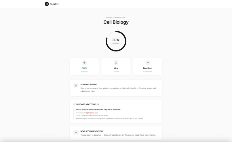 RecallOS — Adaptive AI Study System – screenshot 4