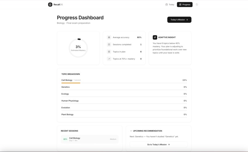 RecallOS — Adaptive AI Study System – screenshot 5