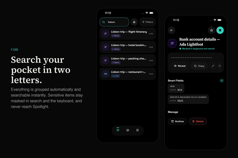 BackPocket: Pin and reuse info – screenshot 6