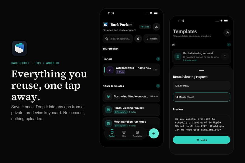 BackPocket: Pin and reuse info – screenshot 5