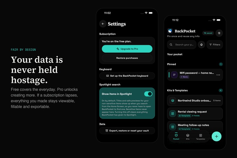 BackPocket: Pin and reuse info – screenshot 9
