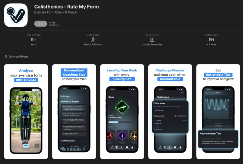 Rate My Form: Calisthenics Workout Analysis – screenshot 1